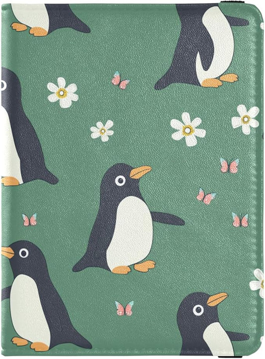 Cute Penguin Green Passport and Vaccine Card Holder Combo Passport Case Travel Documents Wallet Passport Holder Combo with...