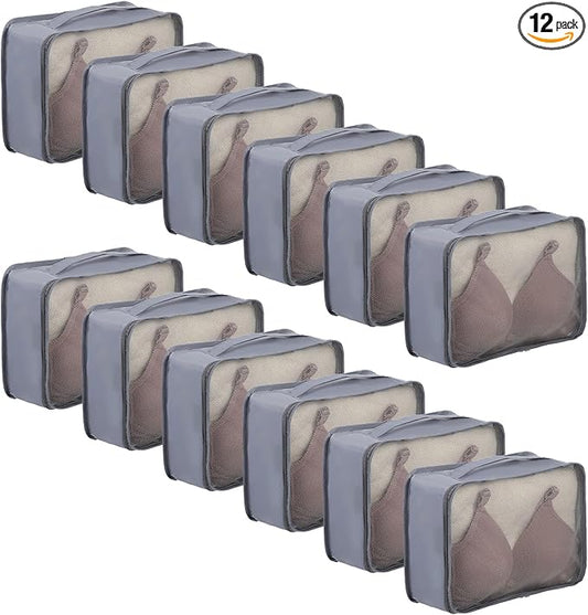 12 Pcs Packing Cubes Luggage Organizers Small Mesh Clothing Underwear Bag Foldable Laundry Bags for Travel Hiking Camping ...