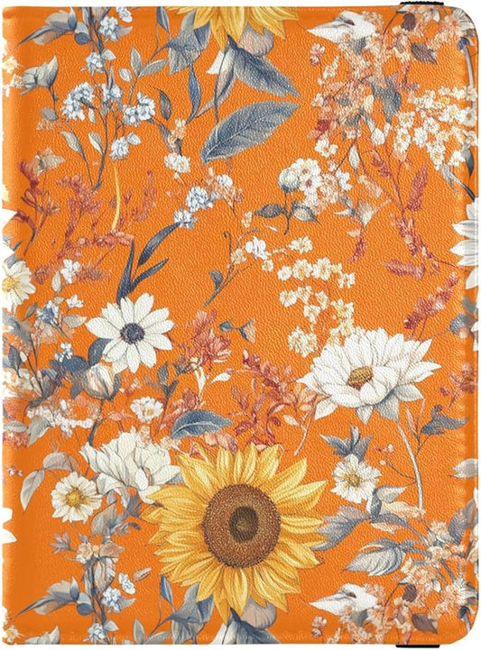 Autumn Flowers Sunflowers Orange Passport and Vaccine Card Wallet Combo Passport Case Travel Documents Wallet Passport Hol...
