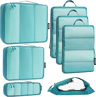Bagail Ultralight Compression Cubes 7 Set - 3 Packing Cubes, 3 Organizers, and 1 Shoe Bag
