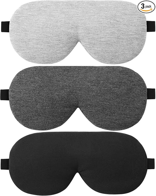 ALASKA BEAR 3 Pack Sleep Eye Masks Organic Cotton Cool Bamboo - Contoured Inserts for Pressure Free and 100% Light Blockin...