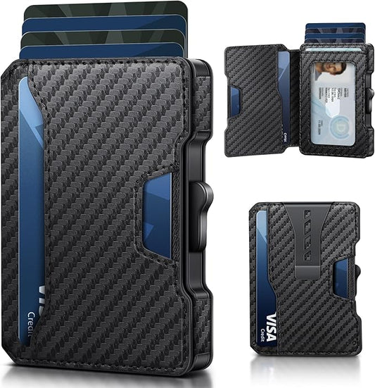 Airzoo Wallet for Men, RFID Blocking Slim Mens Wallet with Money Clip, Minimalist Pop Up Card Case, ID Window, 9-11Cards C...