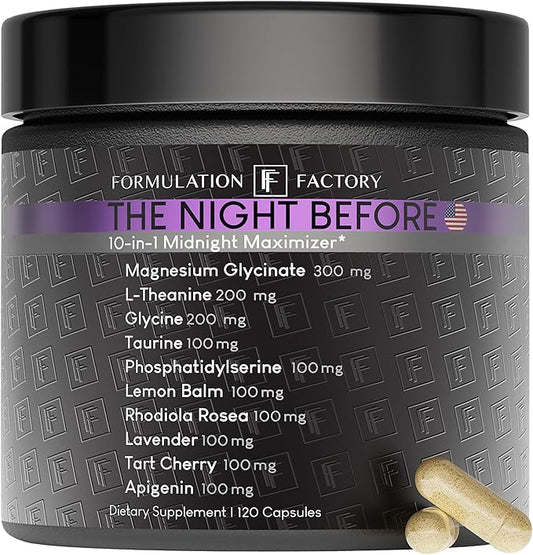 The Night Before 10-in-1 Midnight Maximizer Sleep Aid, Stress Relief, Cognition, Relaxation, Recovery, Focus, Magnesium Gl...