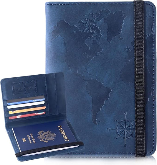 XMLINPER Passport Holder and Card Slot Combo RFID Blocking Leather Personalized Travel Passport Wallet for Men and Women U...