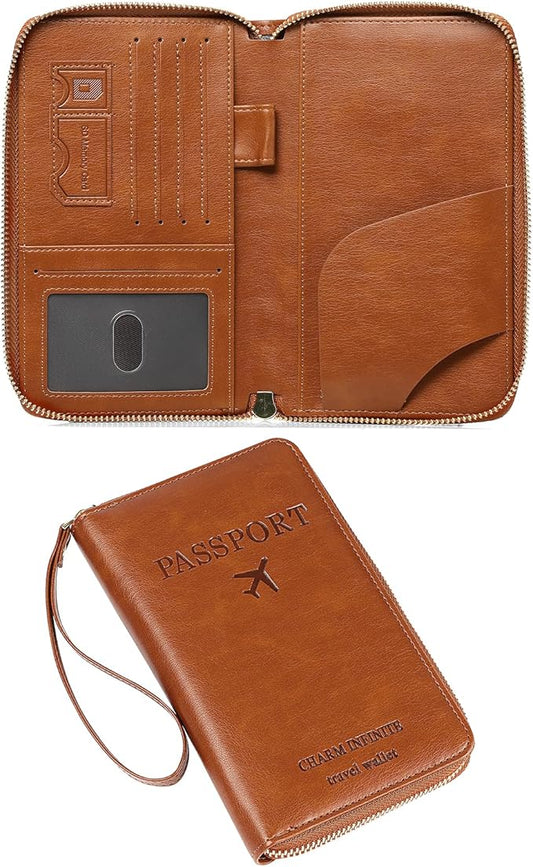 LEEXTON Leather RFID Blocking Passport Holder Travel Wallet, Passport Cover/Travel Wallet for Women/Men with