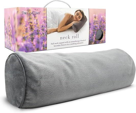 Dreamtime Neck Roll Pillow, Buckwheat Filling, Soothing Lavender Scent, Neck Pillow for Great Sleep