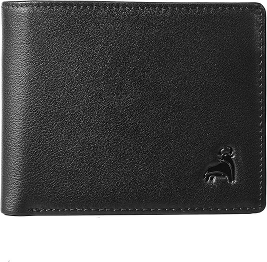 CALFART RFID Slim Front Pocket Wallets For Men - Genuine Leather Credit Card Mens Bifold Wallet With 2 ID Windows Zipper C...