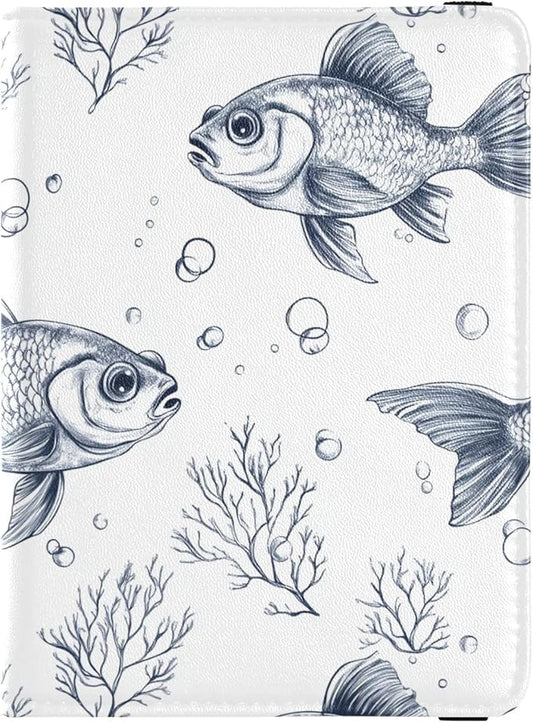Fish Passport and Vaccine Card Wallet Combo Travel Passport Wallet Passport Holder Combo with Vaccine Card Slot for Men an...