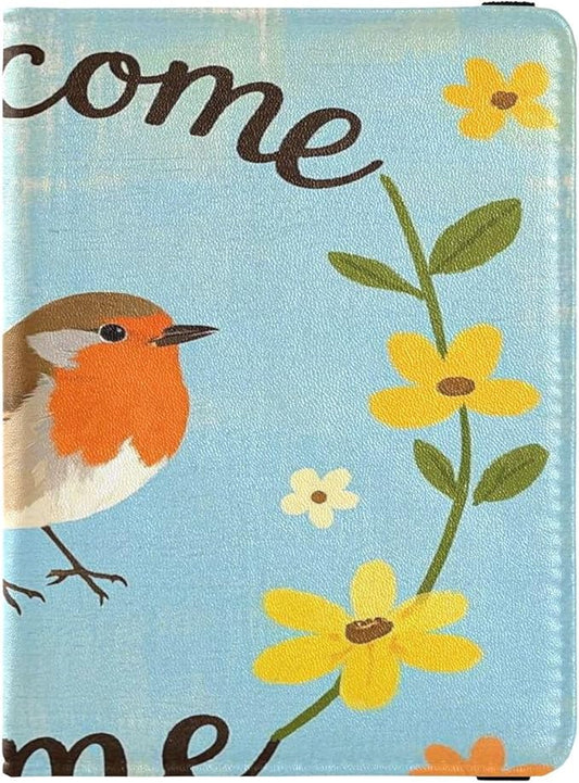 Welcome Home Cute Cartoon Bird Leather Passport and Vaccine Card Holder Combo Travel Passport Wallet With Vaccination Card...
