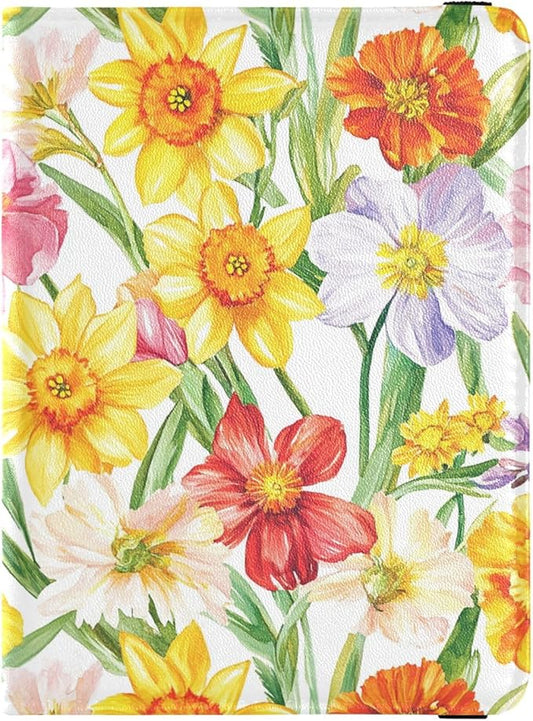 Yellow Red Flowers White Passport and Vaccine Card Holder Combo Travel Documents Organizer Protector Passport Holder Combo...