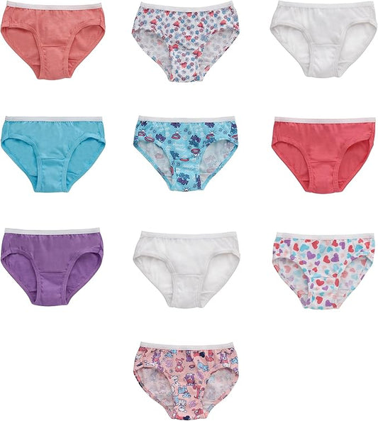 Hanes girls And Toddler Underwear, Cotton Knit Tagless Brief, Hipster, and Bikini Panties, Multipack (Colors May Vary)