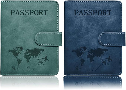 Passport Holder for Travel Essentials, 2 Pack Rfid Passport Cover for Women Men