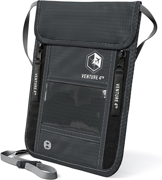 VENTURE 4TH Neck Wallet, RFID Blocking Passport Holder for Travel – Hidden Neck Pouch with 6 Compartments, Slim Lightweigh...