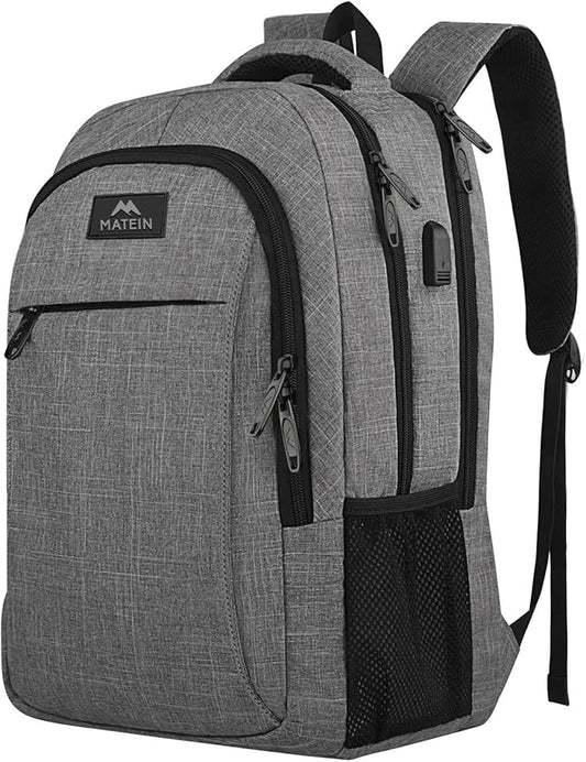 MATEIN Travel Laptop Backpack, Business Anti Theft Slim Sturdy Laptops Backpack with USB Charging Port, Water Resistant Co...