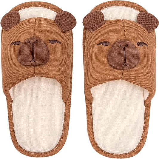 XUNBAI Capybara Slippers for Women Men,Cute Fluffy Animal Slippers,Warm Winter Wear Home Cozy Furry Soft Indoor Kawaii Shoes