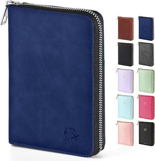 Forvencer Passport Holder Cover with Safe Zipper Closure, Premium Passport Wallet for Travel, Sleek RFID Blocking Card Cas...
