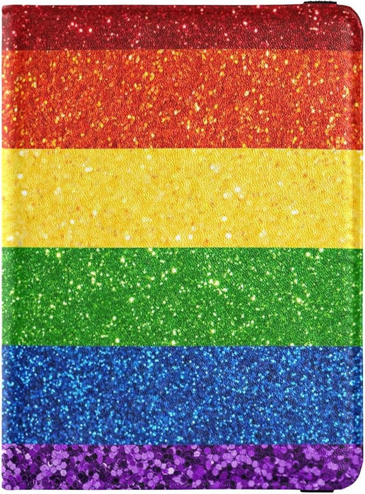 Lgbt Glitter Rainbow Pride Flag Leather Passport and Vaccine Card Wallet Combo Travel Passport Wallet With Vaccination Car...