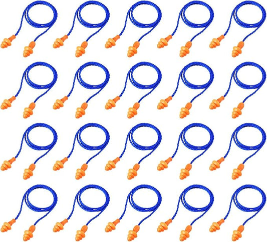 20 Pairs Corded Ear Plugs Reusable Silicone Earplugs with String Banded Ear Plug for Sleeping Noise Cancelling Noise Reduc...