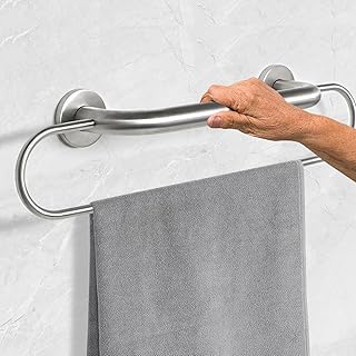 16 inch Grab Bar with 25 inch Towel Rack, Shower Grab Bar for Seniors, Safety Bars for Bathroom with Towel Holder, Wall Mo...