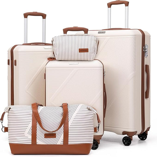 CONCEPTEN Luggage Sets 5 Piece, Suitcases With Wheels, Lightweight Travel Luggage Set With TSA Lock, ABS Hardshell Carry O...