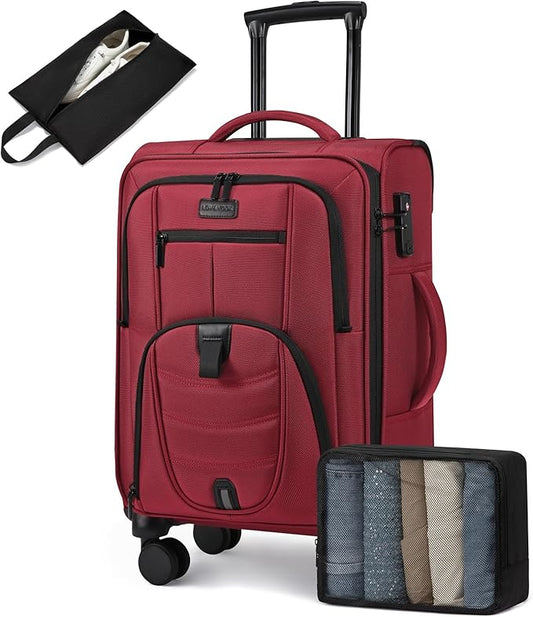 LOVEVOOK Carry On Luggage Airline Approved, Suitcases with Spinner Wheels, Softside Carry-on Luggage with TSA Lock for Wom...