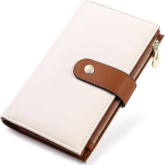 yiijay Women's Wallets RFID Blocking Leather Trifold Clutch Wallet Credit Card Holder Ladies Travel Wallet Purse with Pen ...