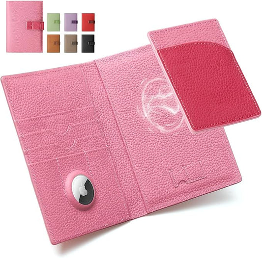 XquiziFit Passport Holder for Travel with Airtag Leather Passport Wallet for Women Men Slim RFID Blocking Passport Holder ...