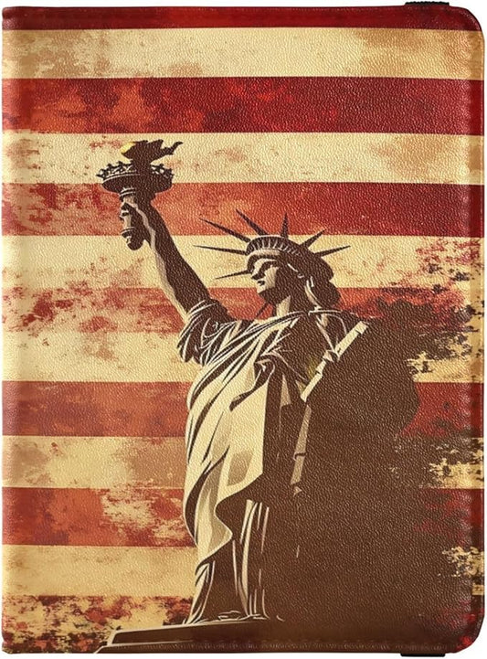 Usa Flag Liberty Art Leather Passport and Vaccine Card Holder Combo Travel Passport Wallet Passport Holder Combo with Vacc...