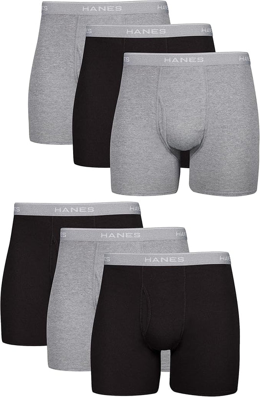 Hanes Men's Underwear Boxer Briefs Pack, Cool & Breathable Cotton Moisture-Wicking Underwear for Men, No Ride Up