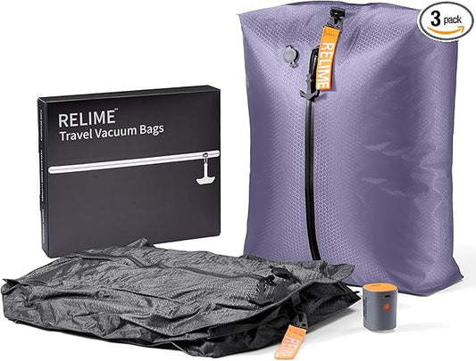 Relime Classic Series Vacuum Bags for Travel Luggage with Wireless Pump, Compression Bags for Carry On Suitcases and Backp...