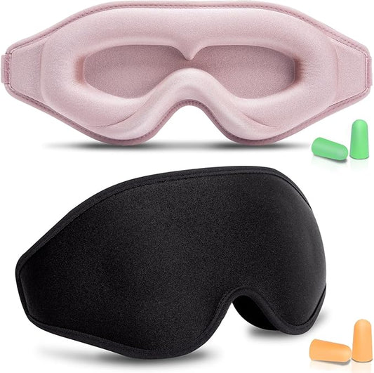 BeeVines 2 Pack 3D Sleep Mask Eye Mask for False Eyelash Extensions for Men & Women, Eye Mask for Sleeping with Adjustable...