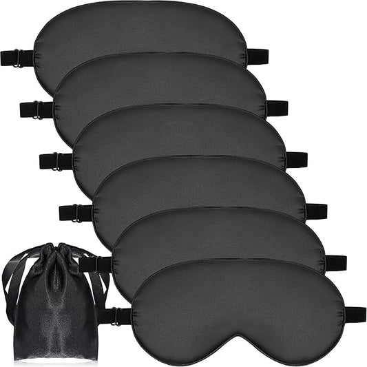 6 Pieces Natural Silk Sleep Mask Soft Eye Mask Adjustable Strap Blindfold Eyeshade Smooth Comfortable Eye Cover with Bag f...