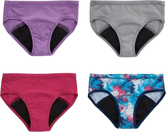 Hanes girls Period Underwear Boxer Briefs, Comfort Period Boxer Brief Panties for Girls, Moderate Protection