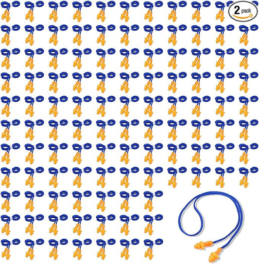 220 Pairs Orange Silicone Ear Plugs with String, Reusable Earplugs Individually Wrapped, 25dB NRR Corded Ear Plugs Hearing...