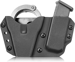 Kydex Handcuff Holster with 9/.40 Double - Stack Holder Combo Kydex Handcuff Case, Handcuff Holder for Hinged Handcuff Cha...