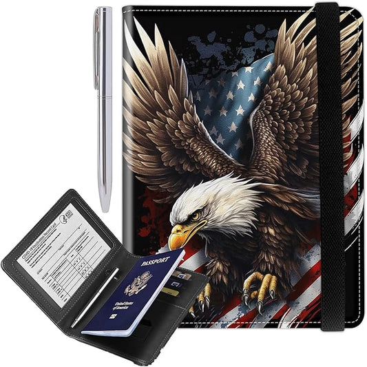 Passport and Vaccine Card Holder Combo, Cover Case with CDC Vaccination Card Slot with Pen