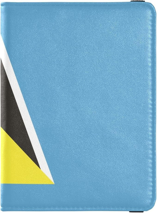 Flag Saint Lucia Leather Passport and Vaccine Card Holder Combo Travel Passport Wallet Passport Holder Combo with Vaccine ...
