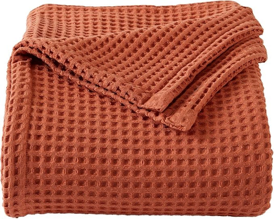 100% Cotton Waffle Weave Bed Blanket | Soft, Breathable, and Lightweight Blanket for All-Season | Perfect for Layering | B...