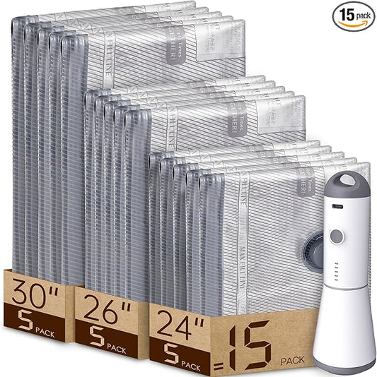 Vacbird Vacuum Bags for Travel with Rechargeable air Pump, 15 Pack Carry-on Size Compression Packing Bags for Luggage and ...