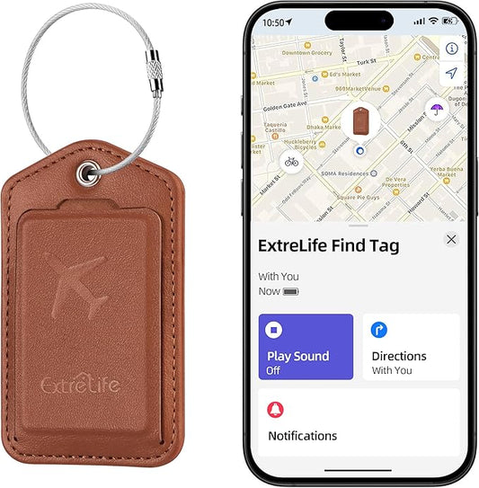 Luggage Tags, Works with Apple Find My, Smart Luggage Tag for Suitcases, Leather Bag Tags for Travel, Suitcase Tag with Pr...