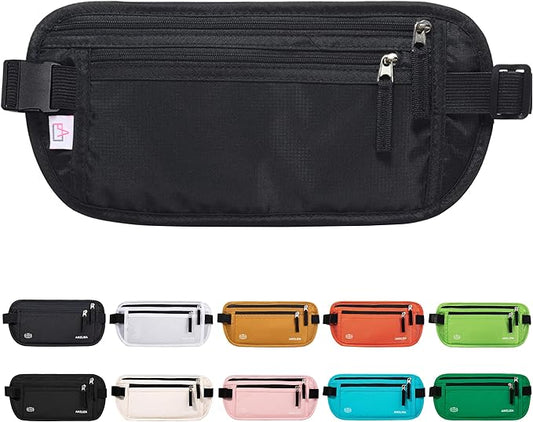 Money Belt Passport Holder for Women Men - Secure Hidden Travel Wallet Fanny Pack with RFID Blocking