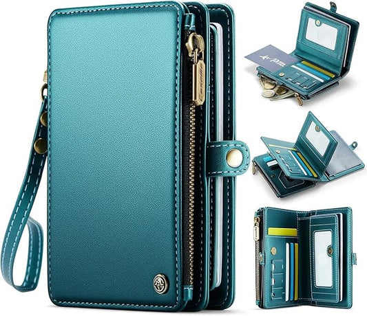 XIMAND Passport Holder Wallet Bag with AirTag Holder, 11 Card Slots and Passport Solt Cash Solt Photo Solt Zipper Pocket, ...