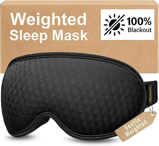Blackout Weighted Eye Mask for Sleep: Gentle Deep-Pressure 3D Contoured Mask for Men & Women – Eyelash-Free, Breathable, D...