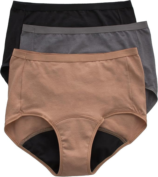 Hanes womens Fresh & Dry Light and Moderate Period 3-pack Bikini Underwear, Multiple Options AvailableBikini Style Underwear