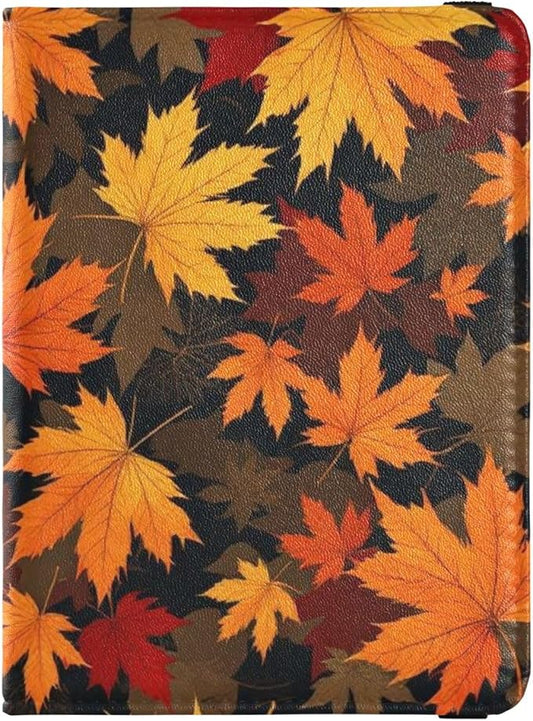 Fall Maple Leaves Leather Passport and Vaccine Card Wallet Combo Passport Case Travel Documents Wallet Passport Holder Com...