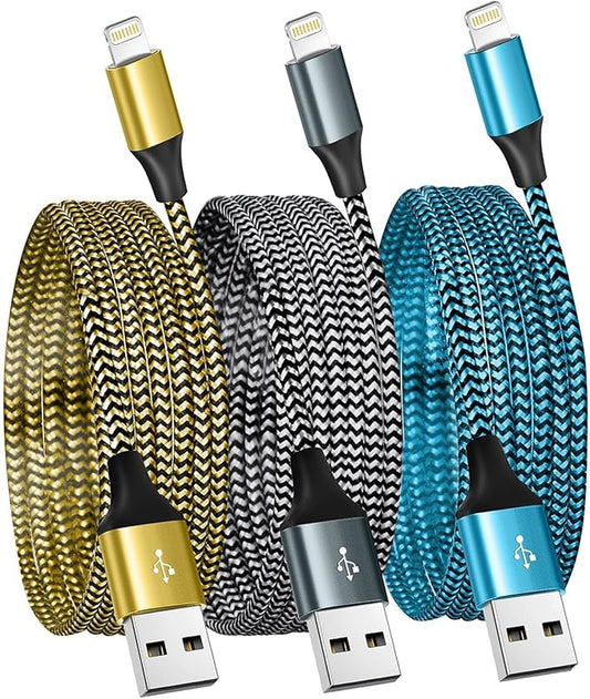 SHUSEL for iPhone Charger 3 Pack 6FT USB Lightning Cable MFi Certified Fast Charging Nylon Braided for iPhone Charger Cord...