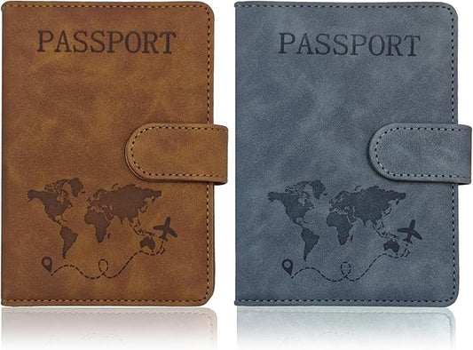 2 Pack RFID Blocking Passport Holder for Travel Essentials Premium Passport Wallet Cover for Women,Men,Passport Holder for...