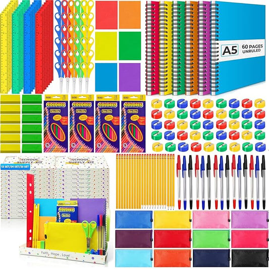 Back to School Supplies Bundle Kit Bulk for Christmas Shoebox Fillers Classroom School Essential Supplies Kit for Ages 9-1...