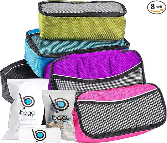 bago 8 Pcs Packing Cubes for Travel - 5 Travel Packing Cubes for Suitcases with 3 ZipLock Bags, Luggage Organizer Bags to ...