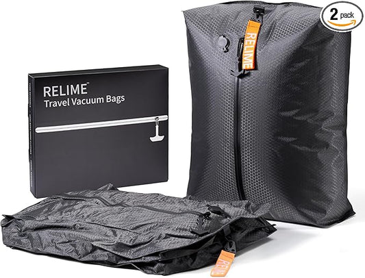 Relime Classic Series Vacuum Bags for Travel Luggage(2 PC No Pump), Compression Bags for Carry On Suitcases and Backpack, ...